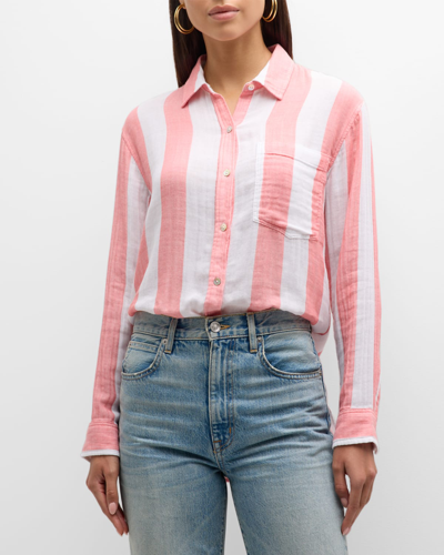 Shop Rails Jaylin Striped Button-front Gauze Shirt In Playa Stripe
