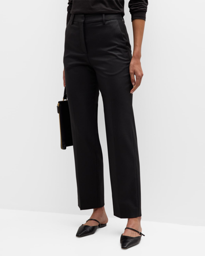 Shop By Malene Birger Igda High-rise Cropped Tapered Twill Pants In Black