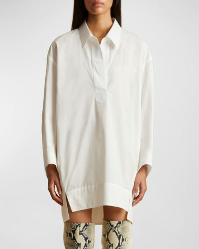 Shop Khaite Kal Poplin Mini Shirtdress In White