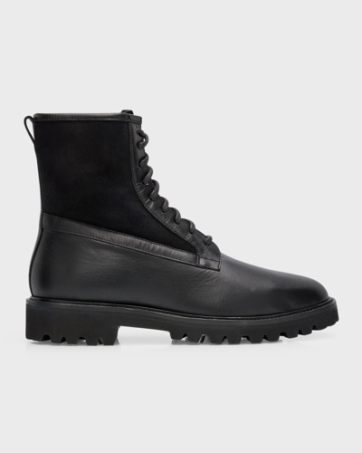Shop Aquatalia Men's Gitano Weatherproof Leather And Suede Lace-up Boots In Black