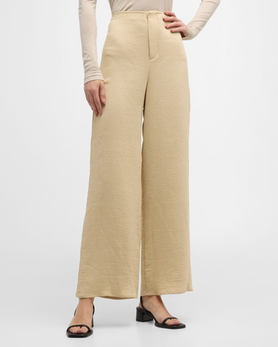 Shop By Malene Birger Marchei Ribbed High-rise Wide-leg Pants In Warm Sand