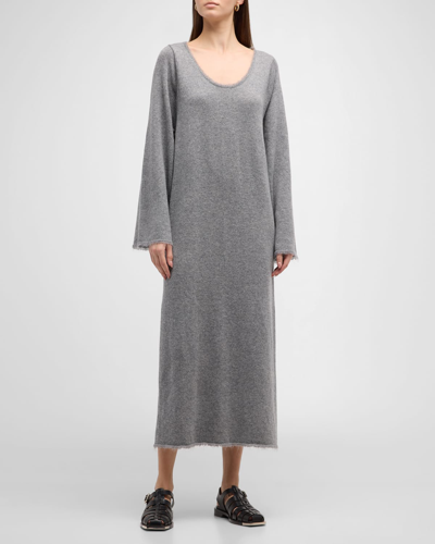 Shop By Malene Birger Lovella Scoop-neck Wool Midi Sweater Dress In Grey Melange