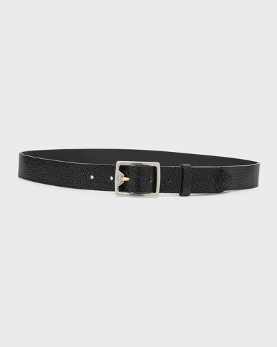 Shop Rag & Bone Boyfriend 2.0 Textured Leather & Nickel Belt In Black
