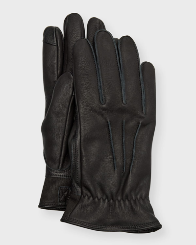 Shop Ugg Men's 3 Point Leather Gloves In Black