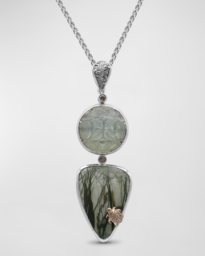Shop Stephen Dweck Hand Carved Moonstone, Imperial Jasper And Champagne Diamond Pendant Necklace In Multi