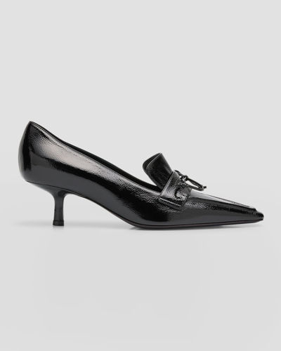 Shop Burberry Sovereign Leather Bow Loafer Pumps In Black