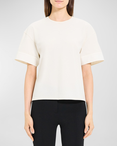 Shop Theory Combo Cuff Short-sleeve T-shirt In Ivory