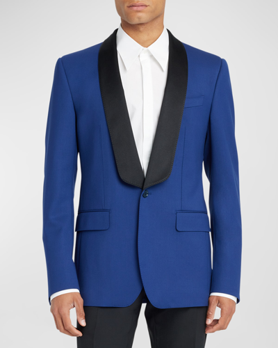 Shop Dolce & Gabbana Men's Retro Tuxedo Jacket In Bright Blu