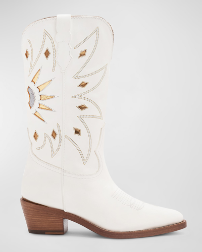 Shop Partlow Abigail Leather Metallic Cutout Western Boots In White