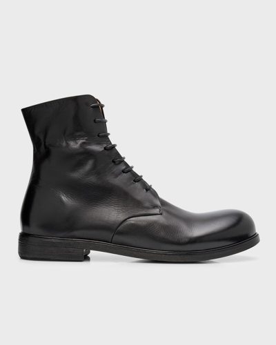 Shop Marsèll Men's Zucca Media Polacco Leather Lace-up Boots In Black