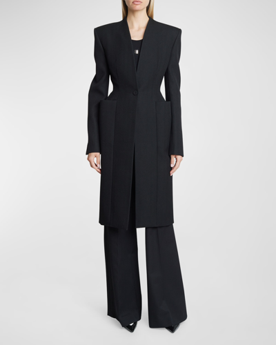 Shop Givenchy Hourglass Wool Top Coat In Black