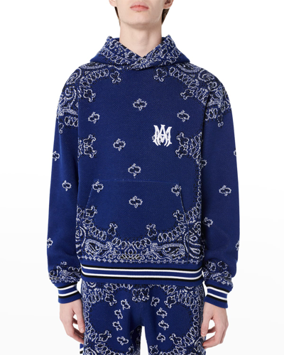 Amiri Bandana B-ball Cotton & Cashmere Hoodie Sweater In Blue