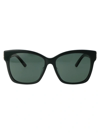 Balenciaga Acetate Sunglasses With Golden Monogram In 014 Green Silver Green