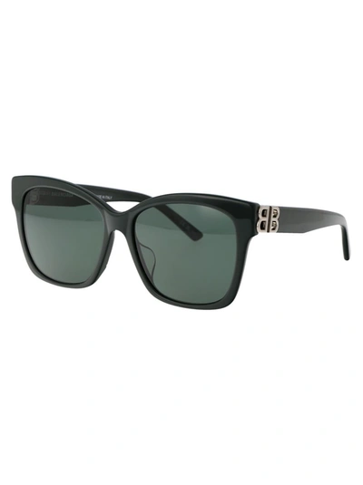 Shop Balenciaga Sunglasses In 014 Green Silver Green