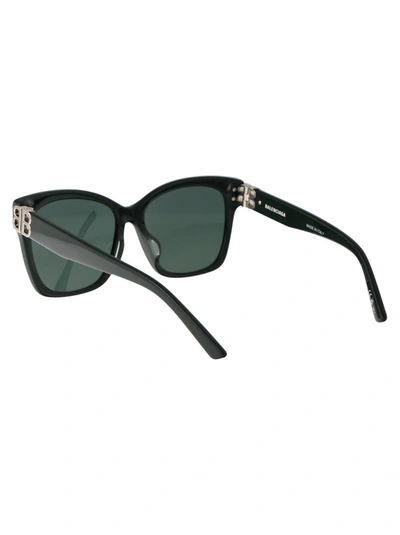 Balenciaga Acetate Sunglasses With Golden Monogram In 014 Green Silver Green