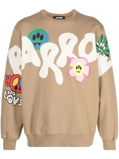 Shop Barrow Cotton Sweatshirt With Print In Brown