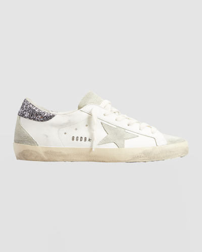 Shop Golden Goose Superstar Leather Glitter Low-top Sneakers In Whiteicegrey