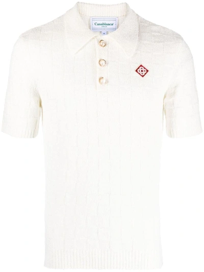 Shop Casablanca Cotton Polo Shirt In White