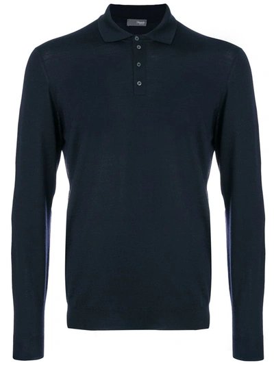 Shop Drumohr Polo With Logo In Blue