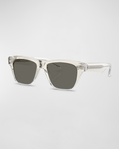 Shop Oliver Peoples Men's Birell Sun Acetate Square Sunglasses In Grey