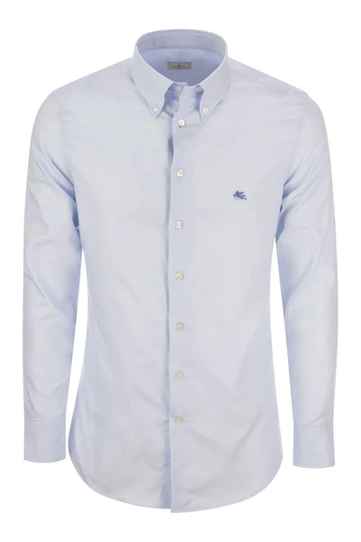 Shop Etro Button-down Cotton Shirt In Blue