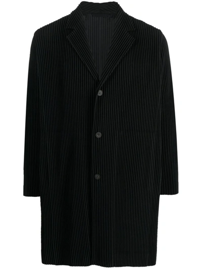 Shop Issey Miyake Coat With Logo In Black