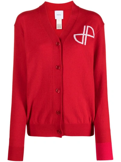 Shop Patou Wool Cardigan In Red