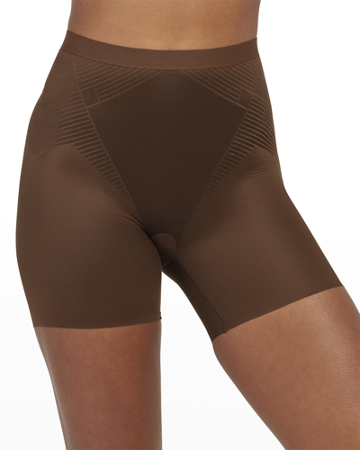 Shop Spanx Thinstincts® 2.0 Mid-thigh Girlshorts In Chestnut Brown