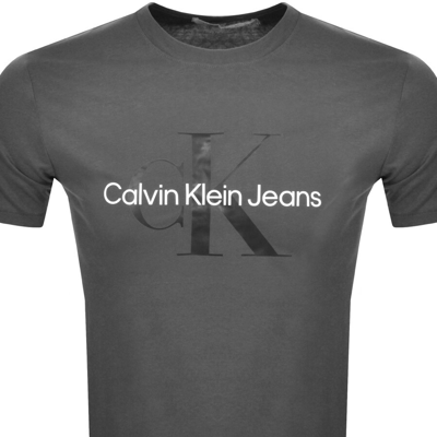 Shop Calvin Klein Jeans Monogram Logo T Shirt Grey