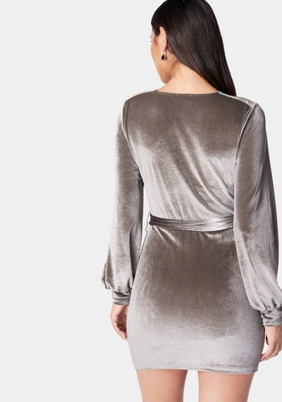 Shop Bebe Velvet Utility Mini Dress In Ultimate Gray