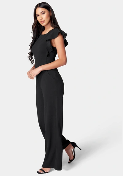 Bebe Flutter Sleeve Core Jumpsuit In Black