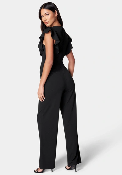 Bebe Flutter Sleeve Core Jumpsuit In Black