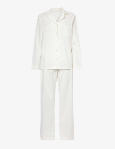 Shop The Nap Co Relaxed-fit Cotton-poplin Pyjamas In Coconut