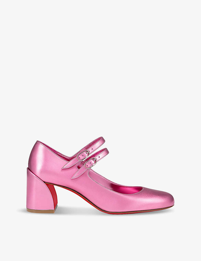 Shop Christian Louboutin Miss Jane 55 Leather Heeled Pumps In Pink
