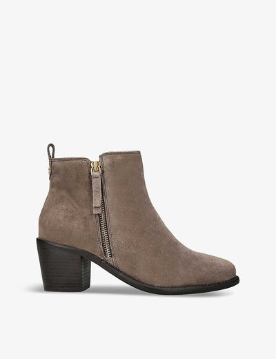 Shop Carvela Women's Grey Secil Side-zip Heeled Suede Ankle Boots