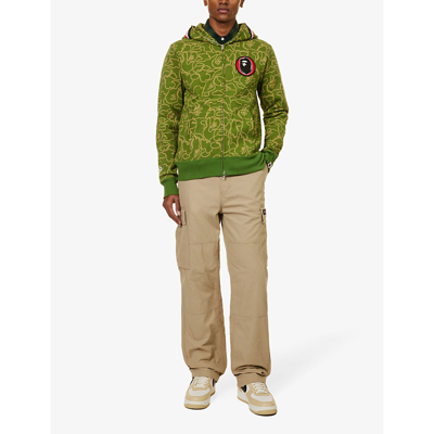 Shop A Bathing Ape Mens Green 30th Anniversary Brand-patch Cotton-jersey Hoody