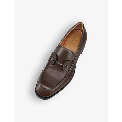 Shop Christian Louboutin Mens Cosme Chambelimoc Chunky-heel Leather Derby Shoes In Brown
