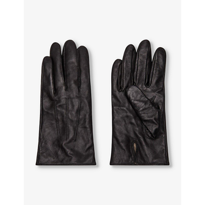 Shop Balibaris Men's Black Quentin Seamed Leather Gloves