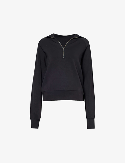 Spanx Airessentials Half-zip Sweater In Very Black