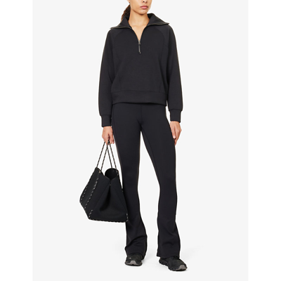 Shop Spanx Women's Very Black Air Essentials Half-zip High-neck Stretch-woven Jumper