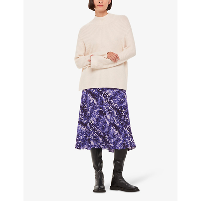 Shop Whistles Women's Multi-coloured Glossy Leopard-print Woven Bias-cut Midi Skirt