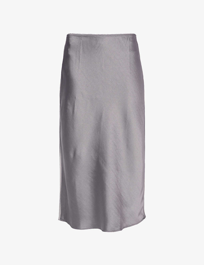 Shop Samsoe & Samsoe Samsoe Samsoe Women's Excalibur Agneta Mid-rise Recycled-polyester Midi Skirt In Grey