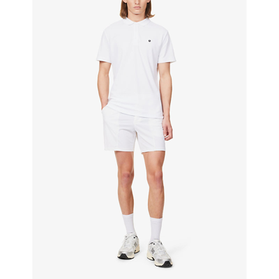 Shop Bjorn Borg Ace Brand-print Regular-fit Recycled-polyester Polo Shirt In Brilliant White