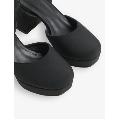 Shop Whistles Women's Black Estella Platform-sole Heeled Satin Sandals