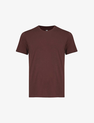 Shop Paige Men's Deep Aubergine Cash Crewneck Cotton-blend T-shirt