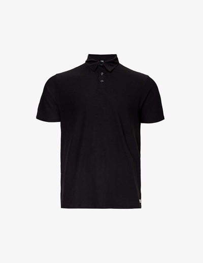 Shop Vuori Men's Black Strato Tech Brand-patch Stretch-jersey Polo Shirt