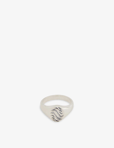 Shop Serge Denimes Men's Silver Wave Oxidised-finish 925 Sterling Silver Ring