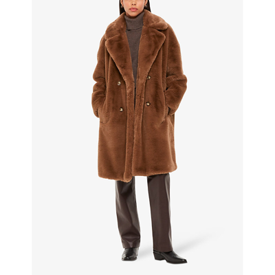 Shop Whistles Womens Brown Teddy Relaxed-fit Faux-fur Coat