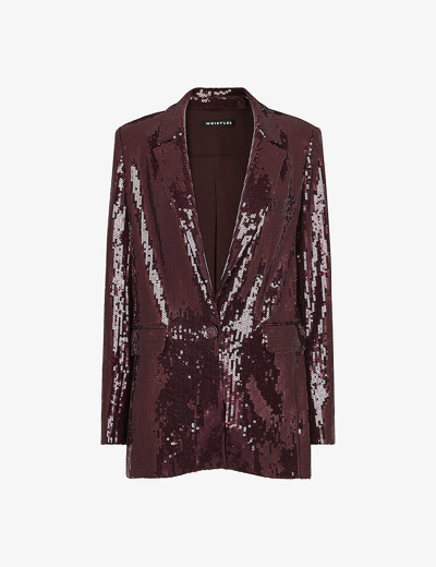 Shop Whistles Women's Plum/claret Misha Sequin-embellished Stretch-recycled Polyester Blazer