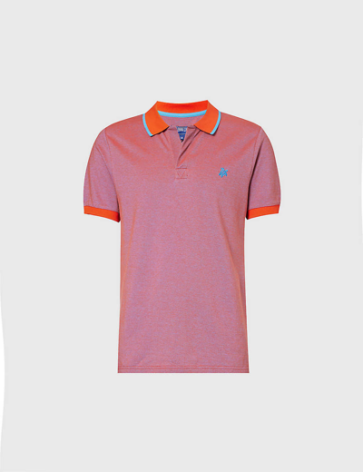 Shop Vilebrequin Palatin Brand-embroidered Cotton Polo Shirt In Earthenware